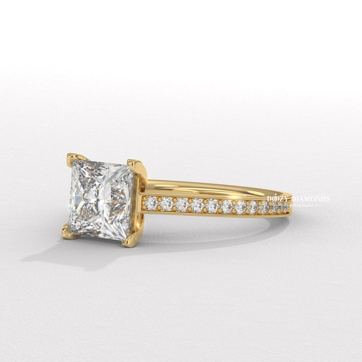 Princess solitaire engagement ring with brilliant diamond sparkle