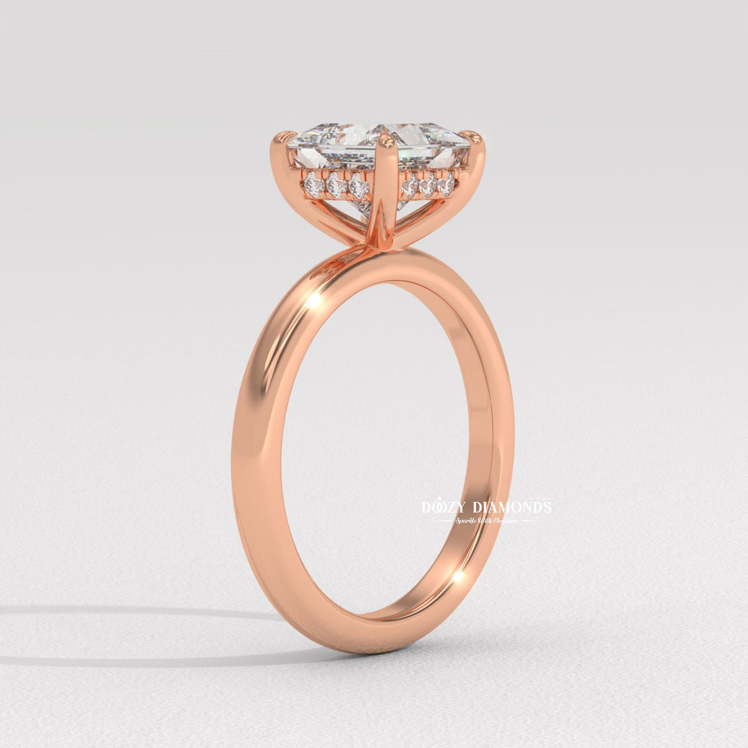 Princess cut solitaire engagement ring with IGI certified center diamond