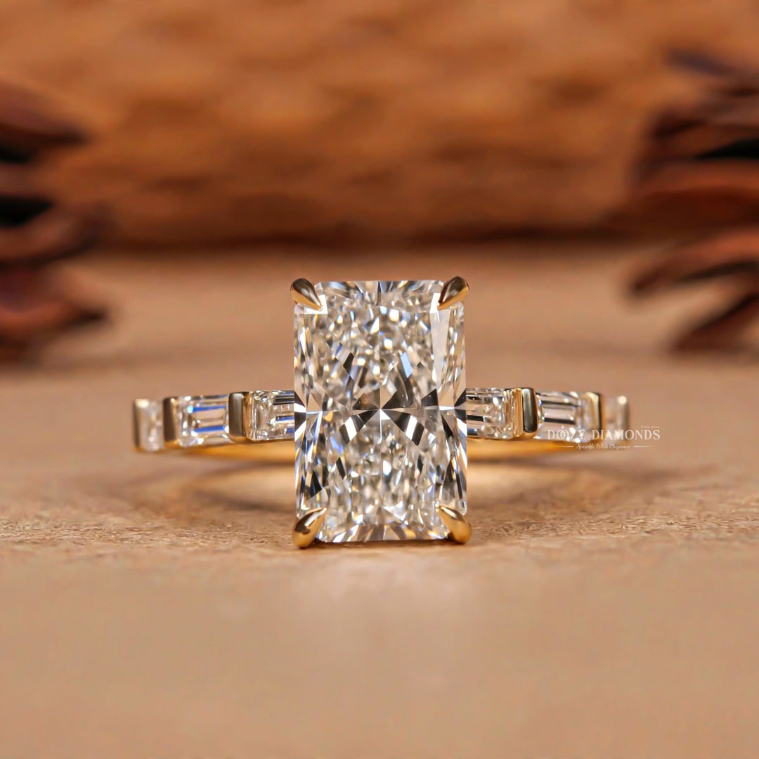 2.50CT Radiant F/VVS1 Lab Grown Diamond Pave Engagement Ring