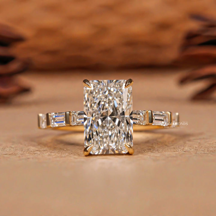 2.50CT Radiant F/VVS1 Lab Grown Diamond Pave Engagement Ring