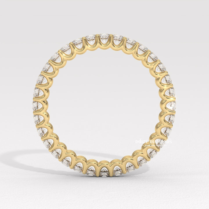 Stackable diamond band stacked with engagement ring