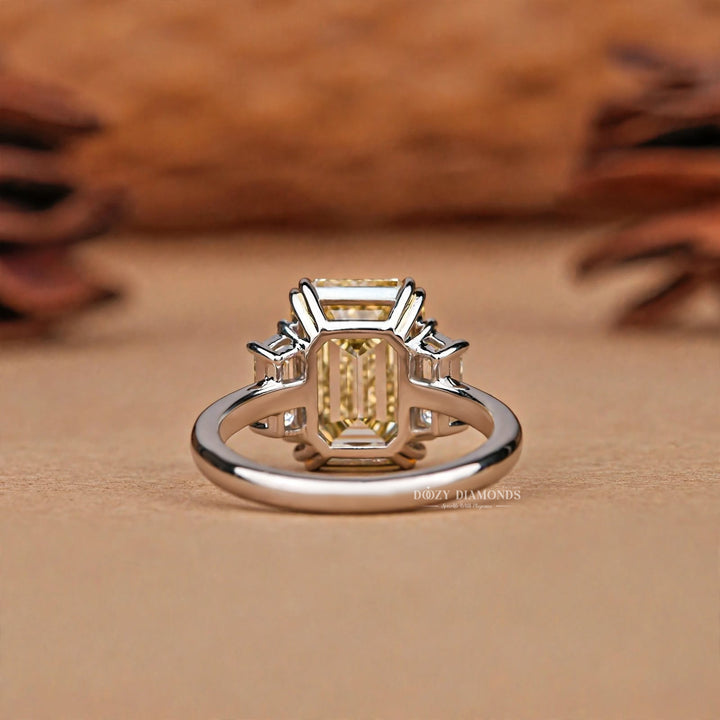 2.50CT Emerald Cut E/VVS1 Fancy Yellow Lab Grown Diamond Engagement Ring, White Gold