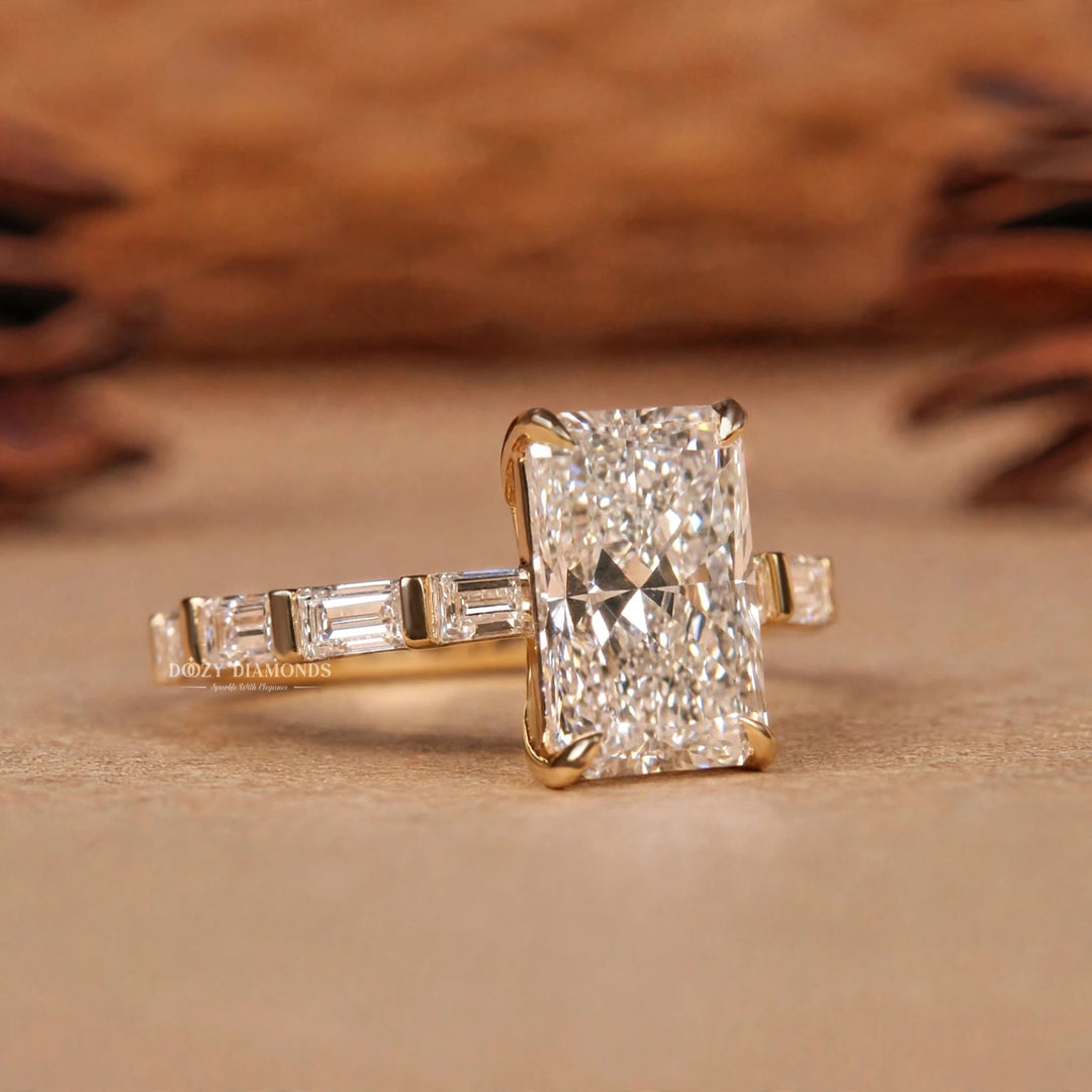 2.50CT Radiant F/VVS1 Lab Grown Diamond Pave Engagement Ring