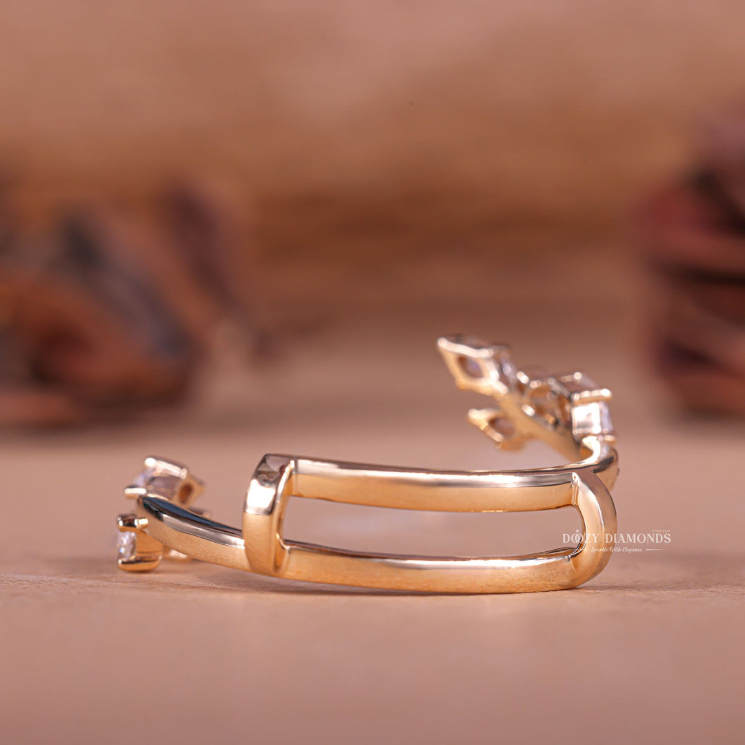 Round Marquise diamond band stacked with engagement ring