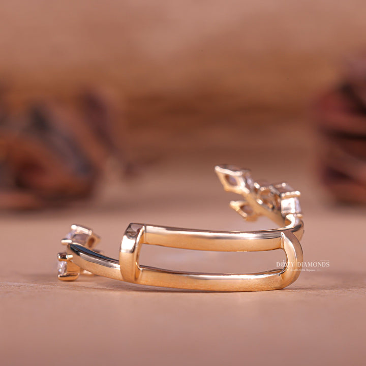 Round Marquise diamond band stacked with engagement ring