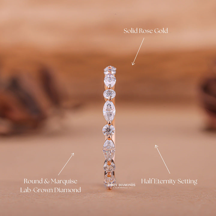 Ethically sourced round marquise diamond eternity band