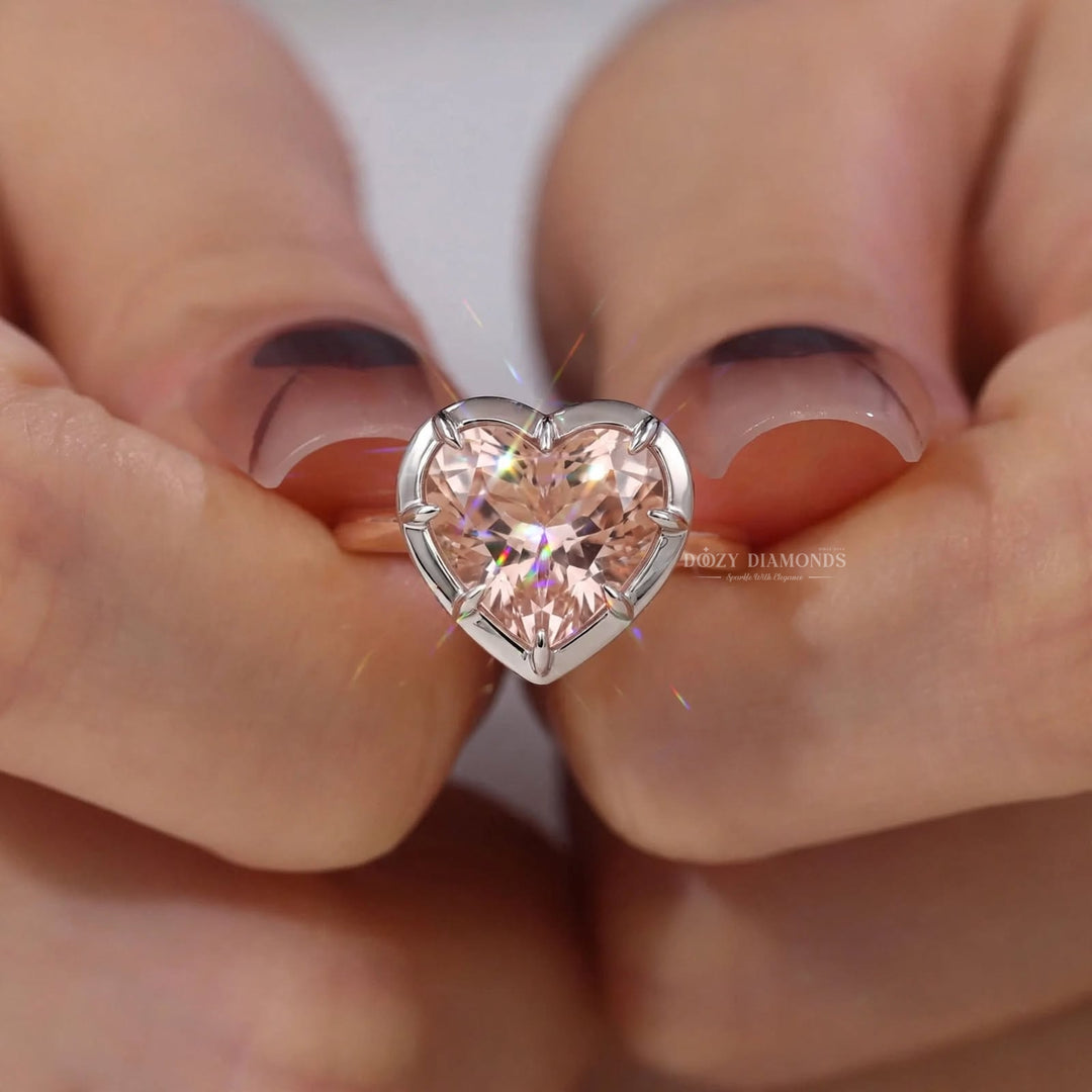 1.50CT Heart Shape Pink Lab Grown Diamond Engagement Ring for Women