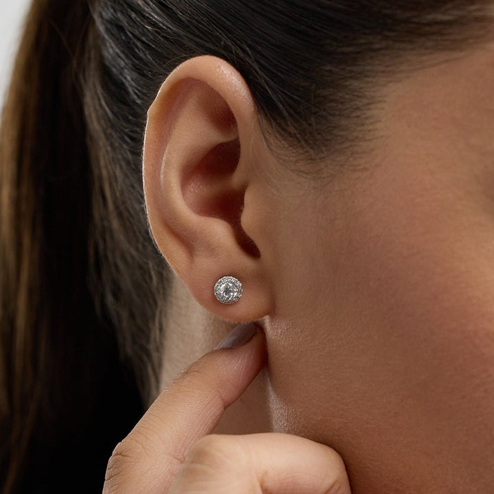 Round FG - VS2 Lab - Grown Diamond Halo Set Stud Earrings - Doozy Diamonds
