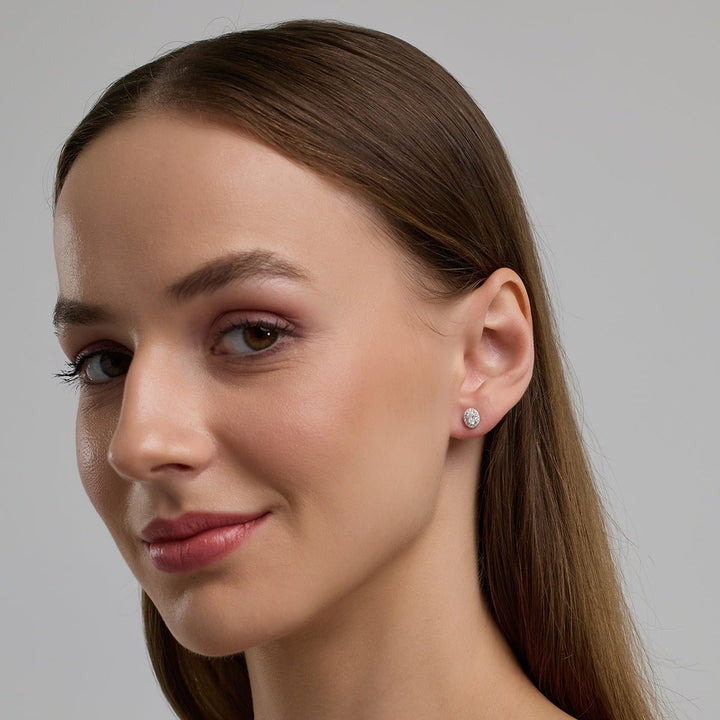 Oval FG - VS2 Lab - Grown Diamond Halo Stud Earrings - Doozy Diamonds
