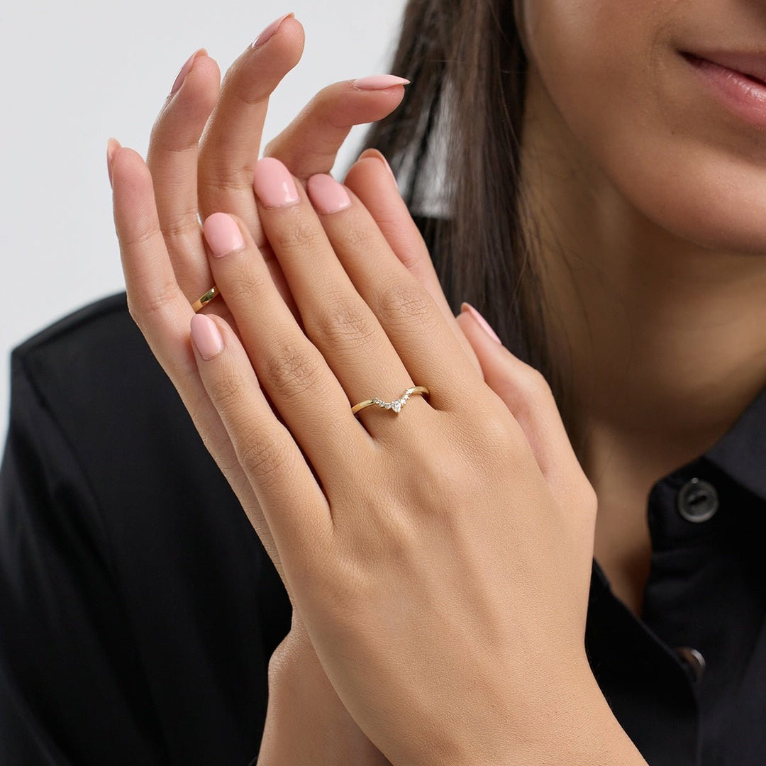 Pear FG - VS2 Lab Grown Diamond Curved Wedding Band - Doozy Diamonds