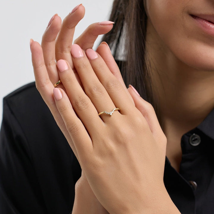 Pear FG - VS2 Lab Grown Diamond Curved Wedding Band - Doozy Diamonds