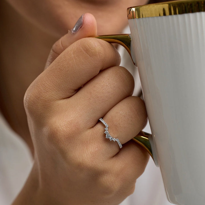 Round FG - VS2 Lab Grown Diamond Crown Wedding Band - Doozy Diamonds