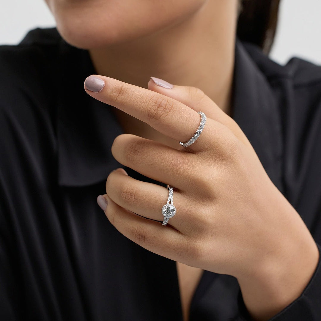 Round FG - VS2 Lab Grown Diamond French Pave Wedding Band - Doozy Diamonds