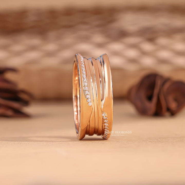 Round round diamond wedding band front view