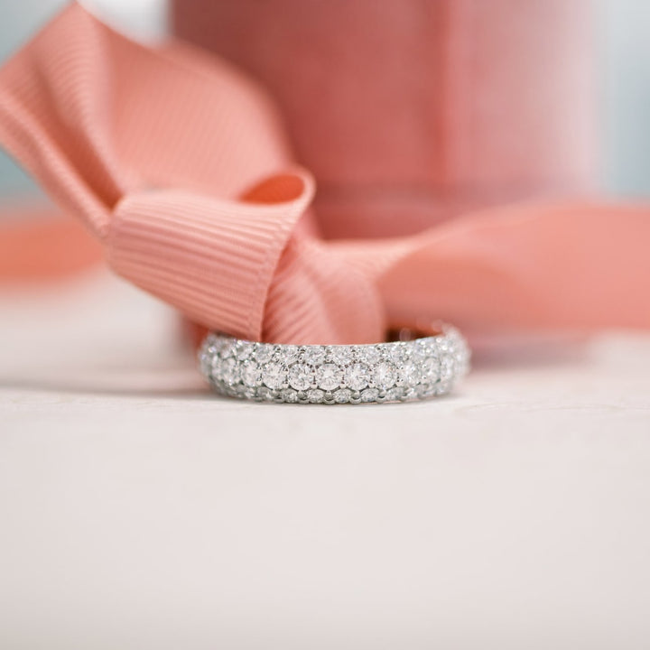 Round DE - VS1 Lab Grown Diamond Three Side Pave Wedding Band - Doozy Diamonds