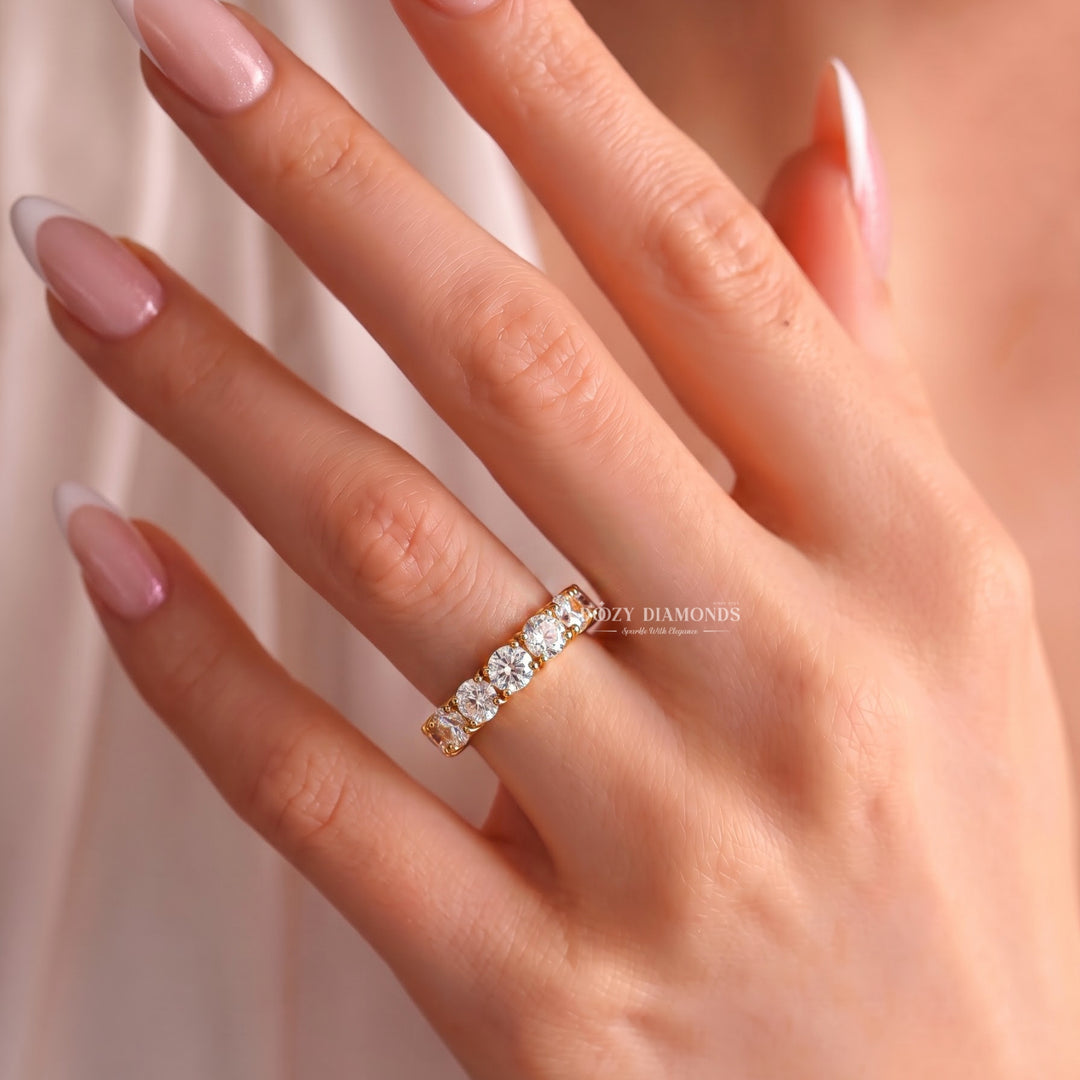 Round Lab Grown Full Eternity Band, Full Circle Gold Ring