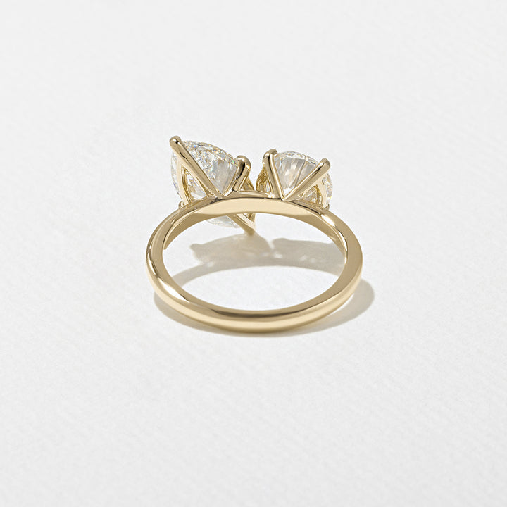 2.0CT Round & Marquise E - VS Lab Grown Toi et Moi Diamond Ring With Plain Band - Doozy Diamonds