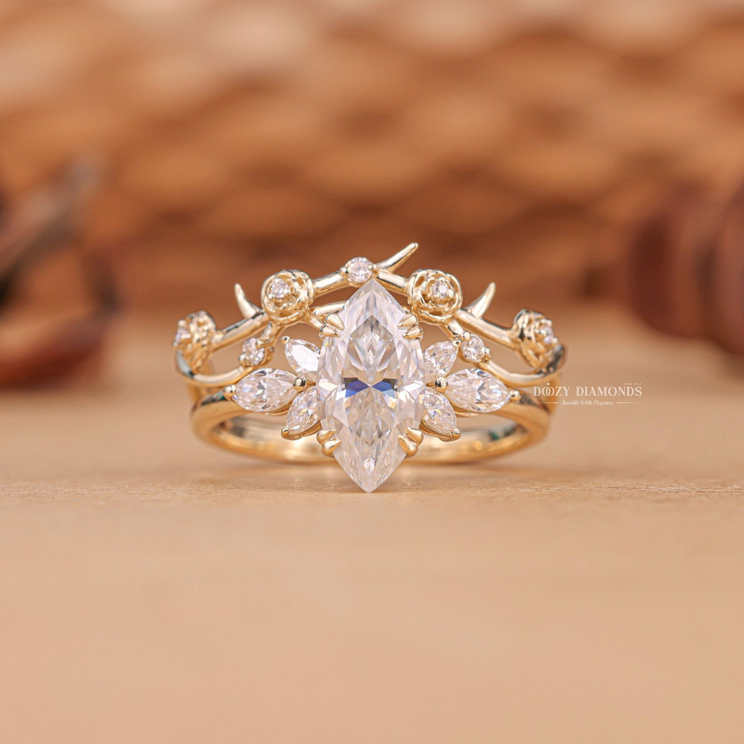 Timeless bridal ring set, Elegant bridal ring set, Whimsical bridal ring set, Chic bridal ring set, Glamorous bridal ring set, Sophisticated bridal ring set, Trendy bridal ring set, Fashionable bridal ring set