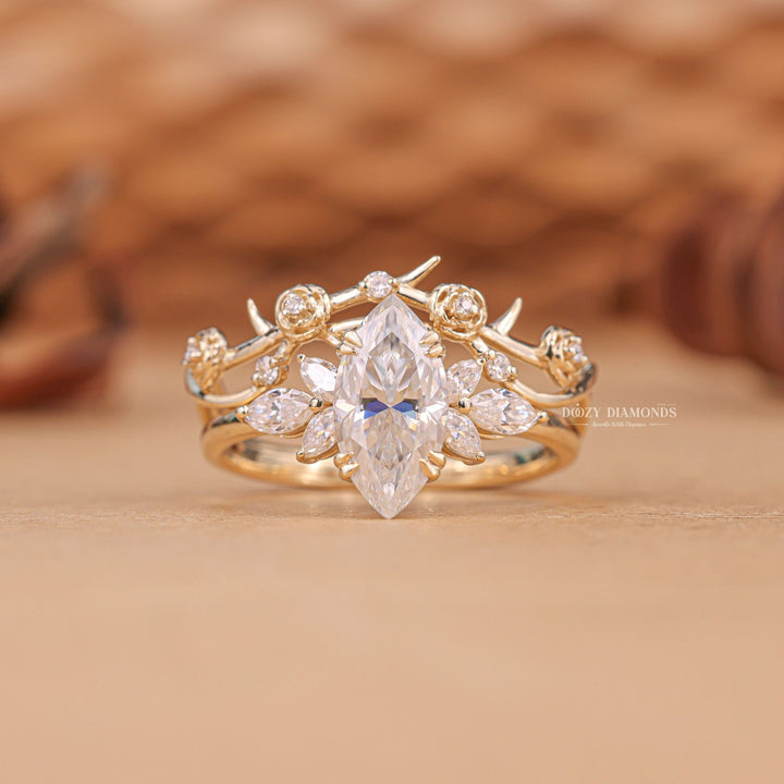 Timeless bridal ring set, Elegant bridal ring set, Whimsical bridal ring set, Chic bridal ring set, Glamorous bridal ring set, Sophisticated bridal ring set, Trendy bridal ring set, Fashionable bridal ring set