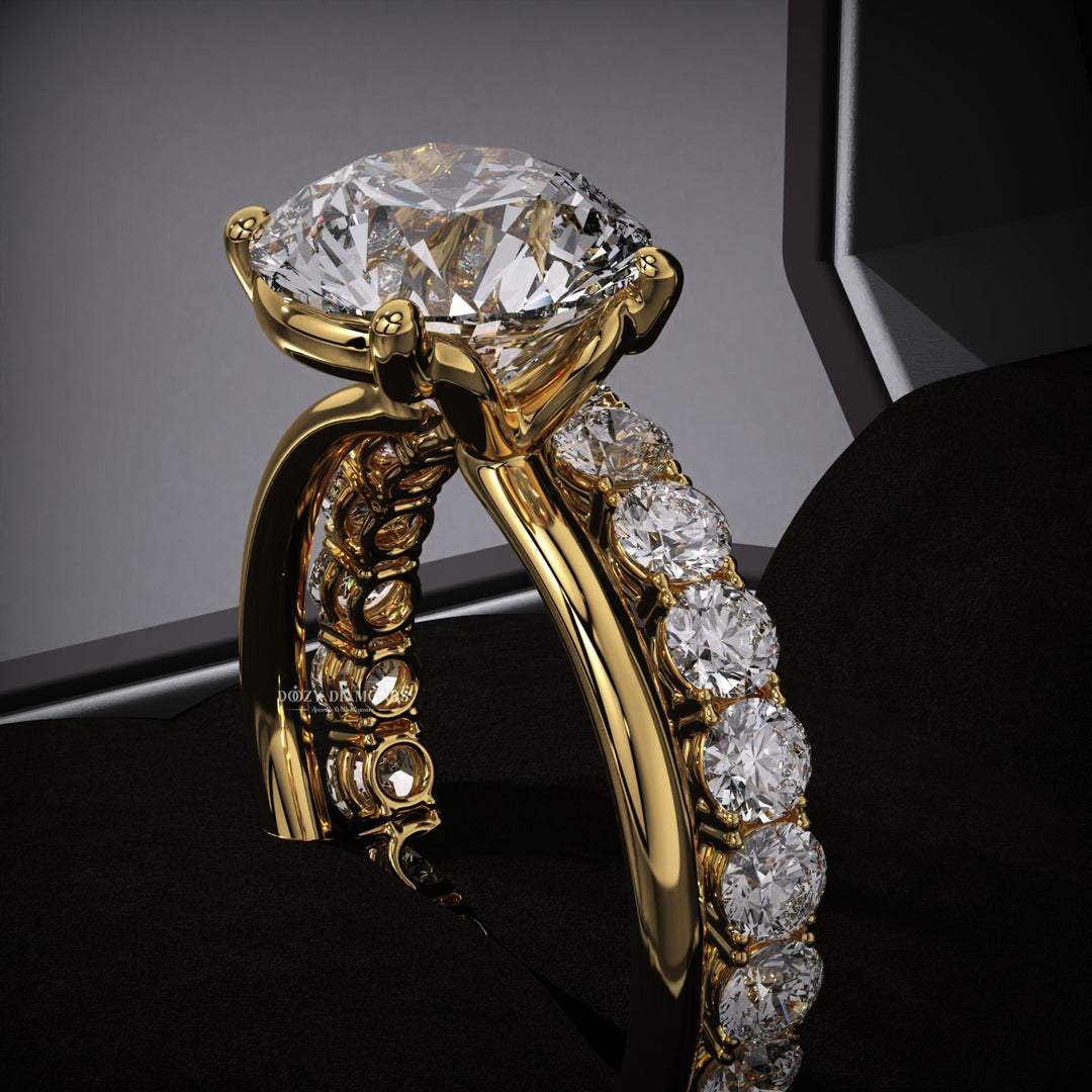 2.50CT Round Lab Grown Solitaire Engagement Ring & Eternity Stacking Wedding Band