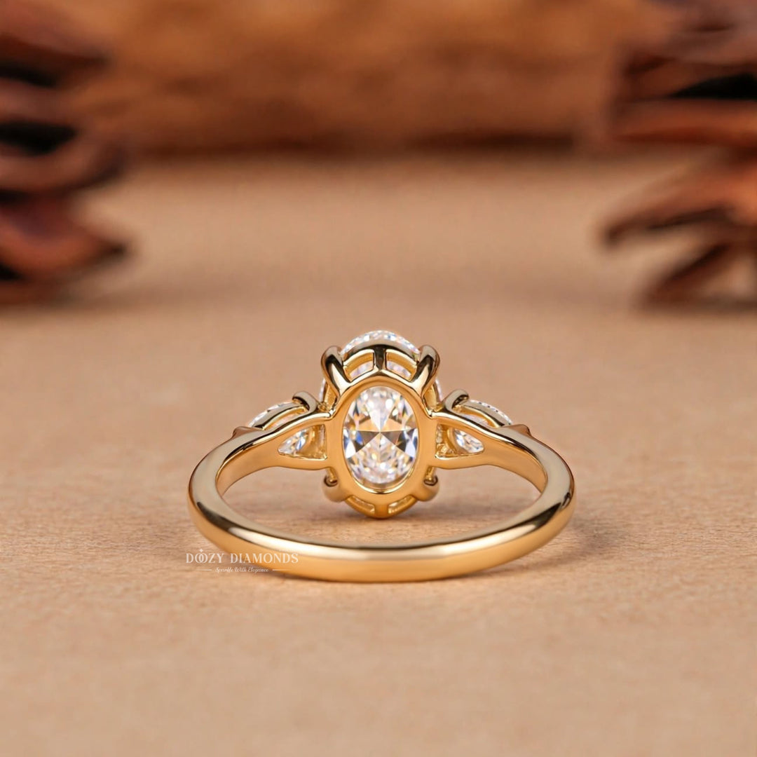 IGI Certified 2.50CT Oval Lab Grown Diamond Three Stone Engagement Ring