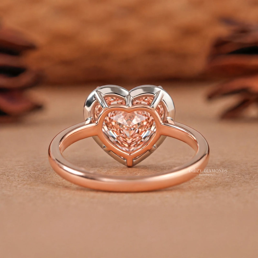 1.50CT Heart Shape Pink Lab Grown Diamond Engagement Ring for Women