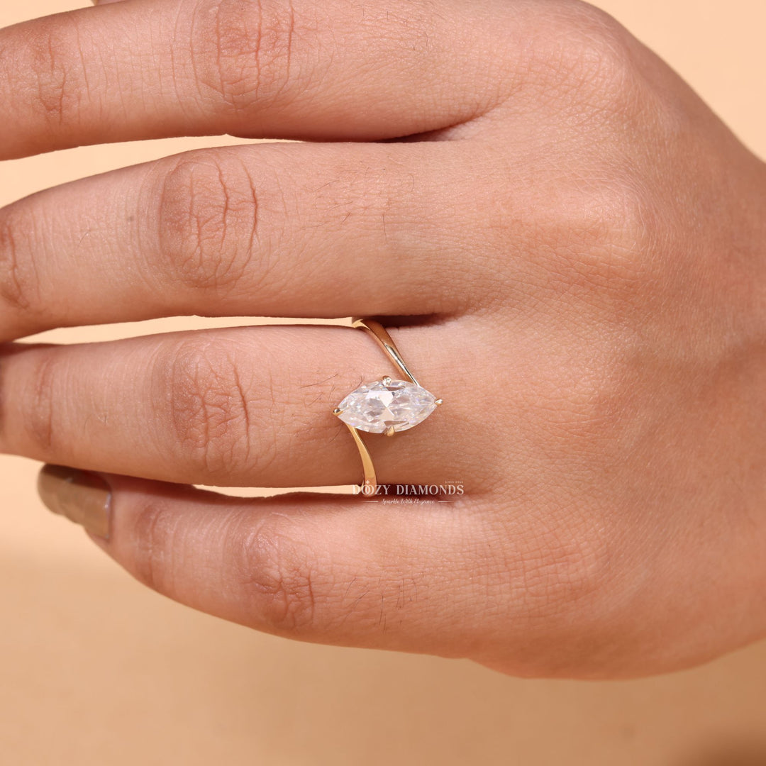 2.0CT - 3.0CT Marquise Cut E/VS1 Lab Grown Diamond Bypass Engagement Ring - Doozy Diamonds