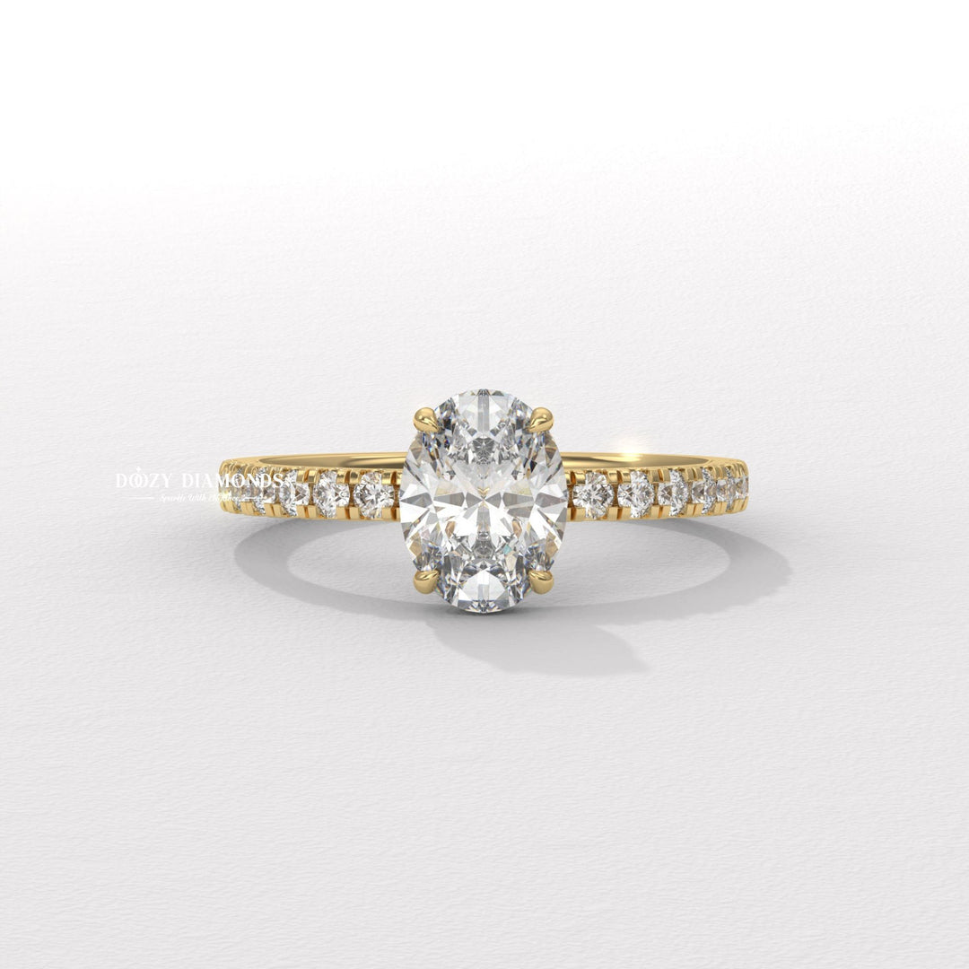 Shop oval hidden halo lab grown diamond engagement ring