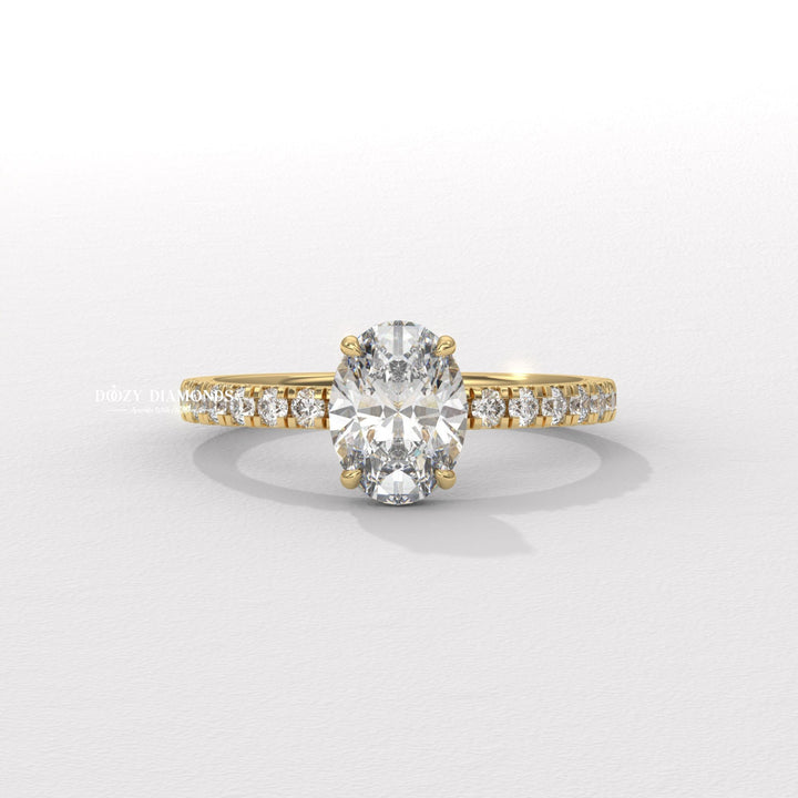 Shop oval hidden halo lab grown diamond engagement ring