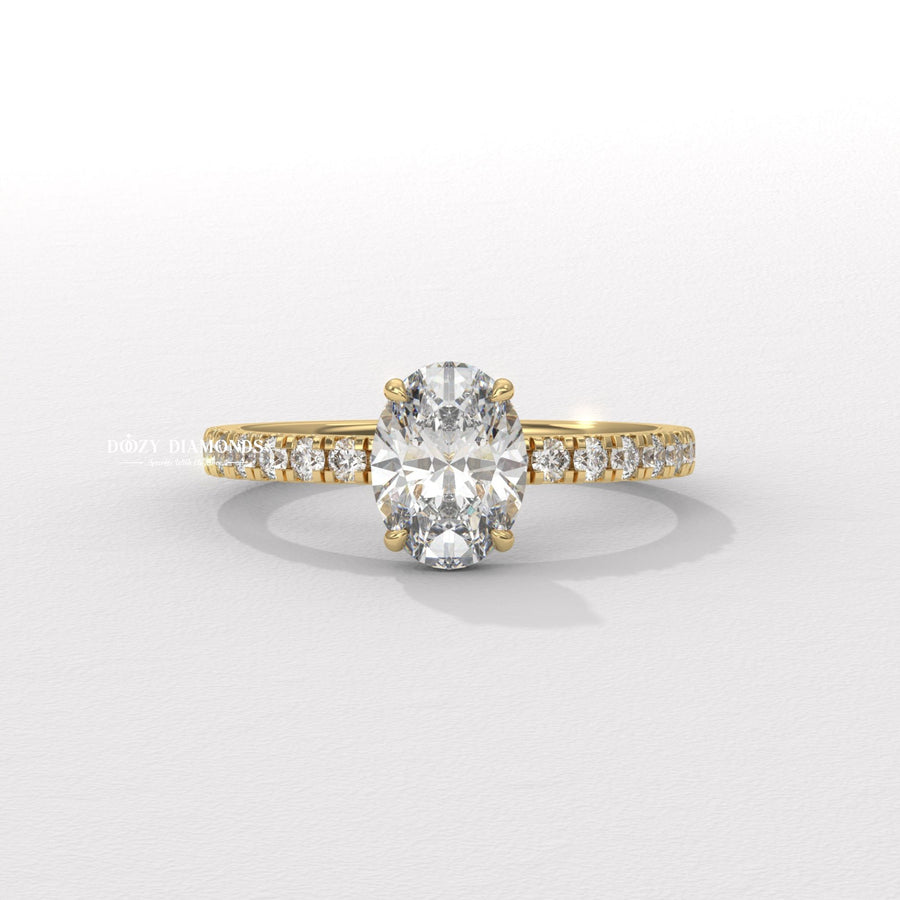 Shop oval hidden halo lab grown diamond engagement ring