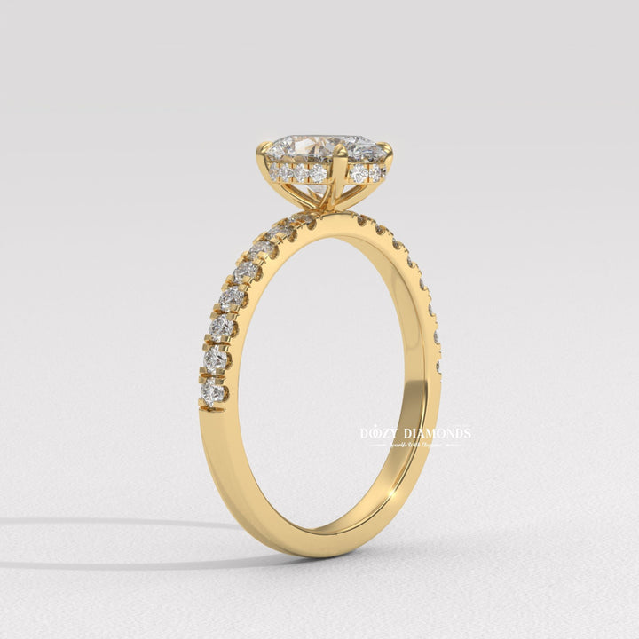 Classic oval hidden halo engagement ring crafted for everyday wear