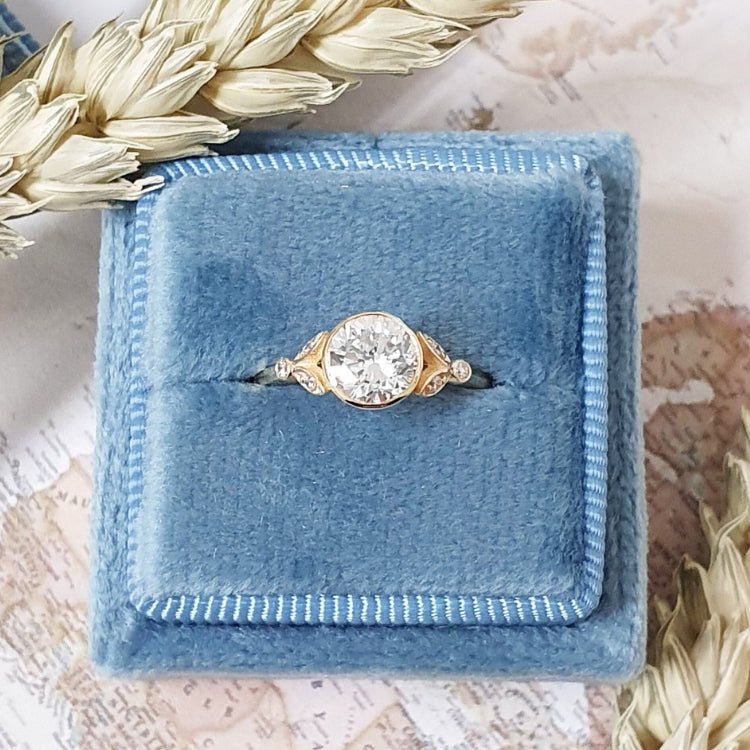 1.0CT round bezel lab grown diamond engagement ring for sale