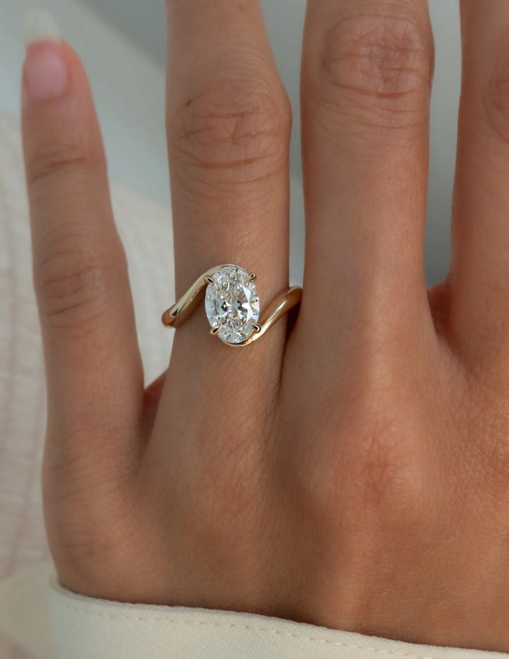 2.0CT-3.50CT Oval E/VS2 Lab Grown Diamond Bypass Engagement Ring