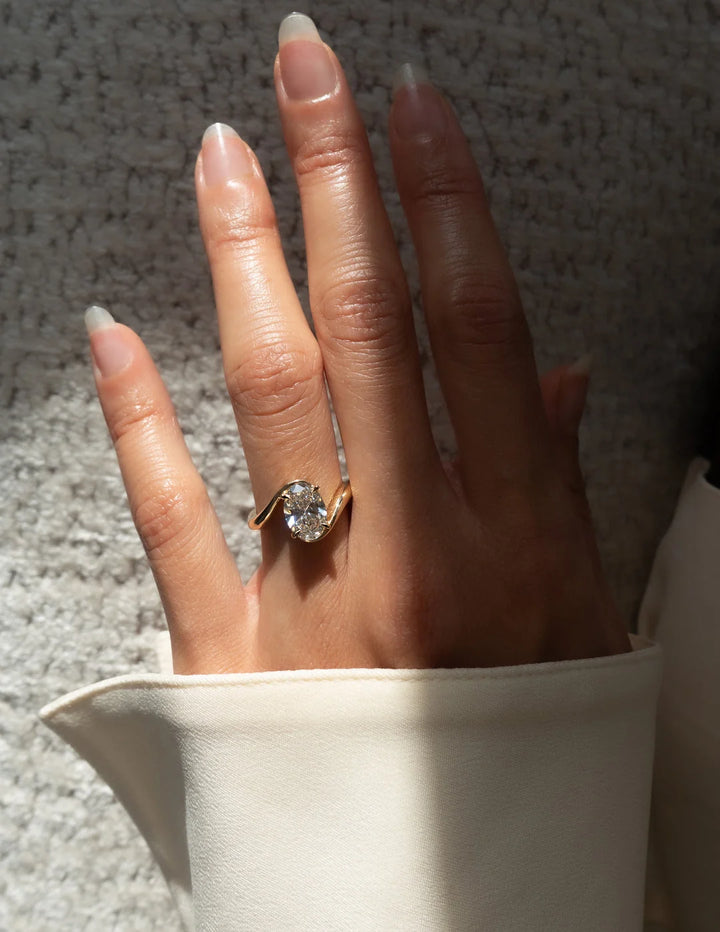 2.0CT-3.50CT Oval E/VS2 Lab Grown Diamond Bypass Engagement Ring