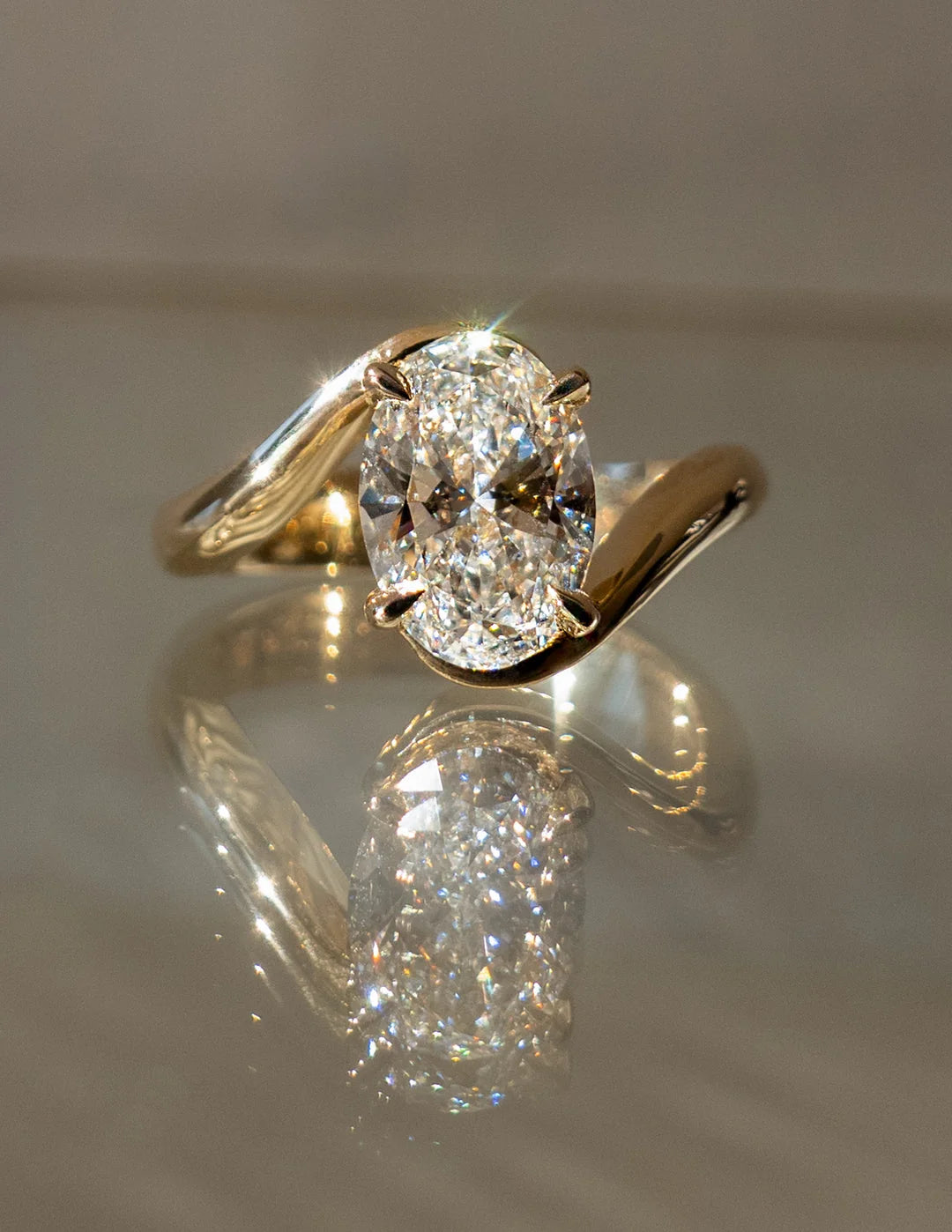 2.0CT-3.50CT Oval E/VS2 Lab Grown Diamond Bypass Engagement Ring