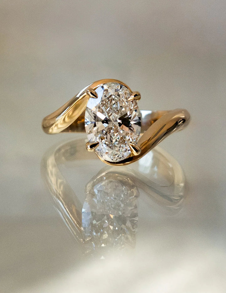 2.0CT-3.50CT Oval E/VS2 Lab Grown Diamond Bypass Engagement Ring