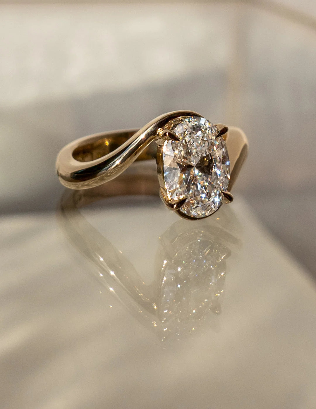 2.0CT-3.50CT Oval E/VS2 Lab Grown Diamond Bypass Engagement Ring