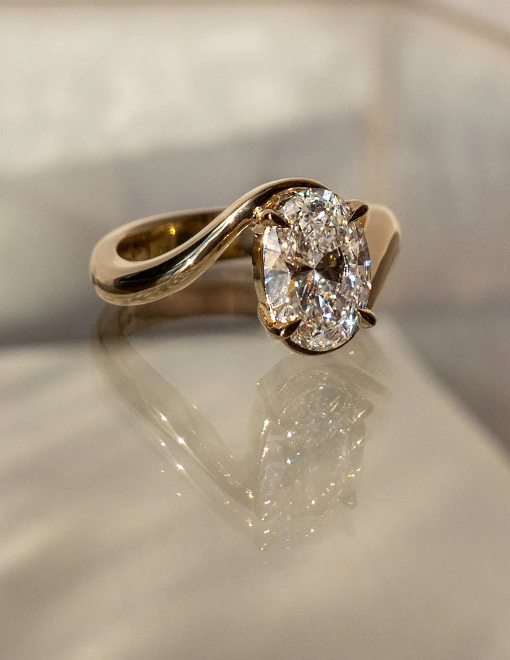 2.0CT-3.50CT Oval E/VS2 Lab Grown Diamond Bypass Engagement Ring