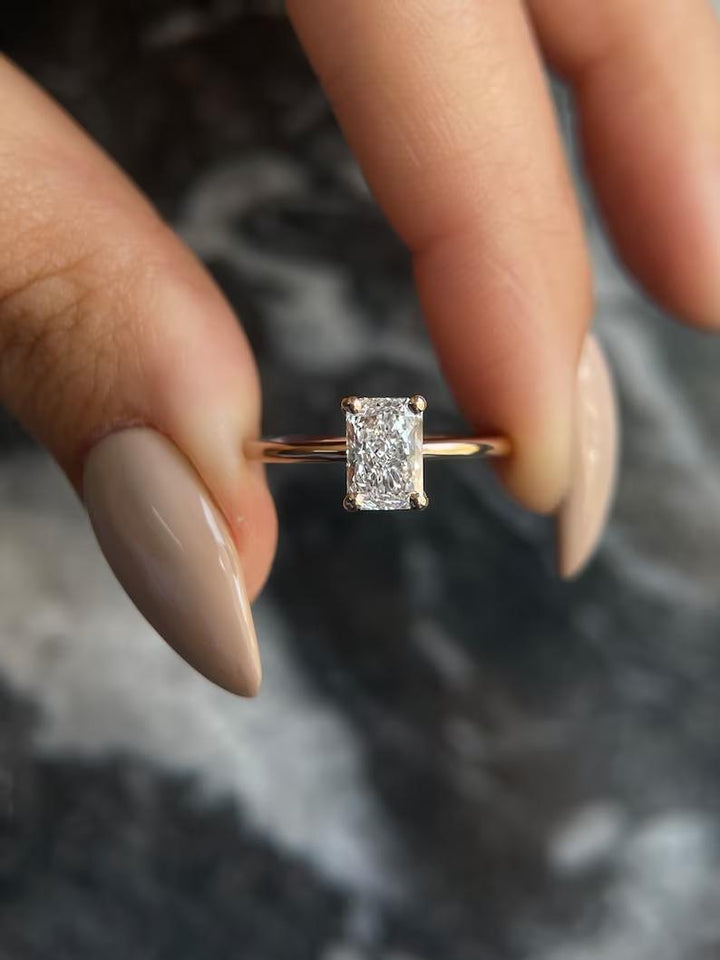 1.0CT radiant cut solitaire engagement ring available to buy now
