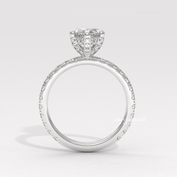 Side angle of marquise solitaire diamond engagement ring