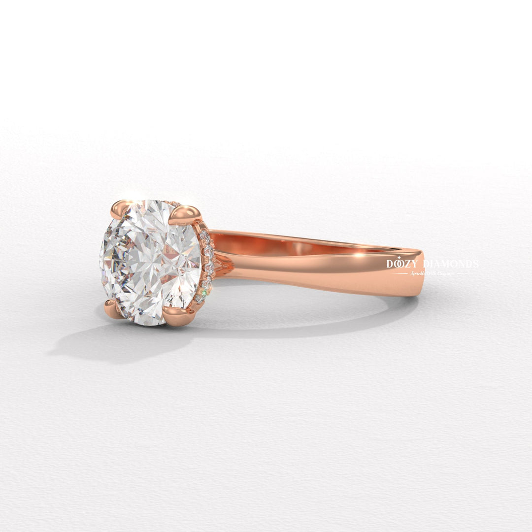 Diamond solitaire engagement ring close-up highlighting diamond sparkle