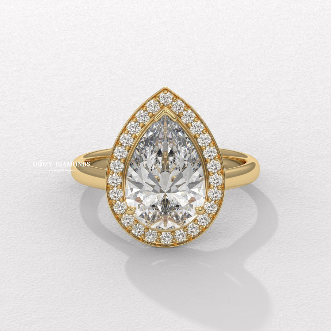 Shop pear halo lab grown diamond engagement ring