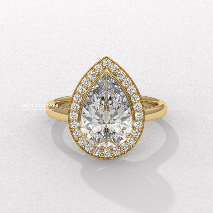 Shop pear halo lab grown diamond engagement ring