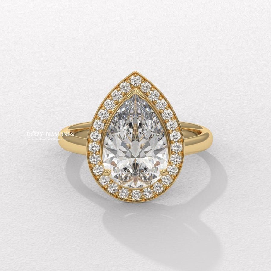 Shop pear halo lab grown diamond engagement ring