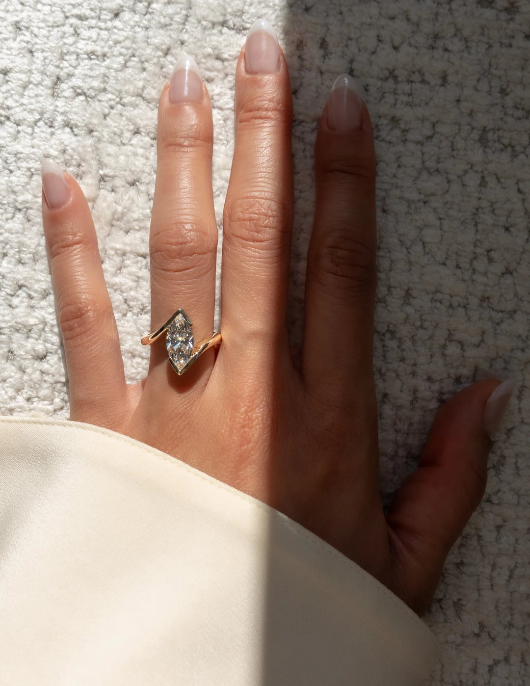 2.50CT Marquise F/VS2 Lab Grown Diamond Bypass Engagement Ring