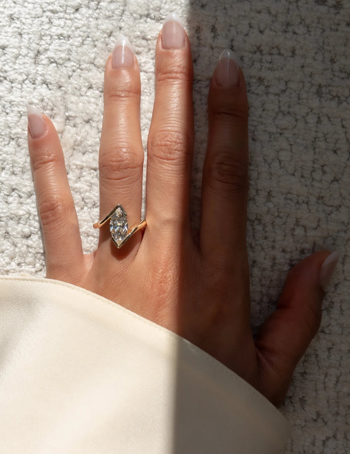 2.50CT Marquise F/VS2 Lab Grown Diamond Bypass Engagement Ring