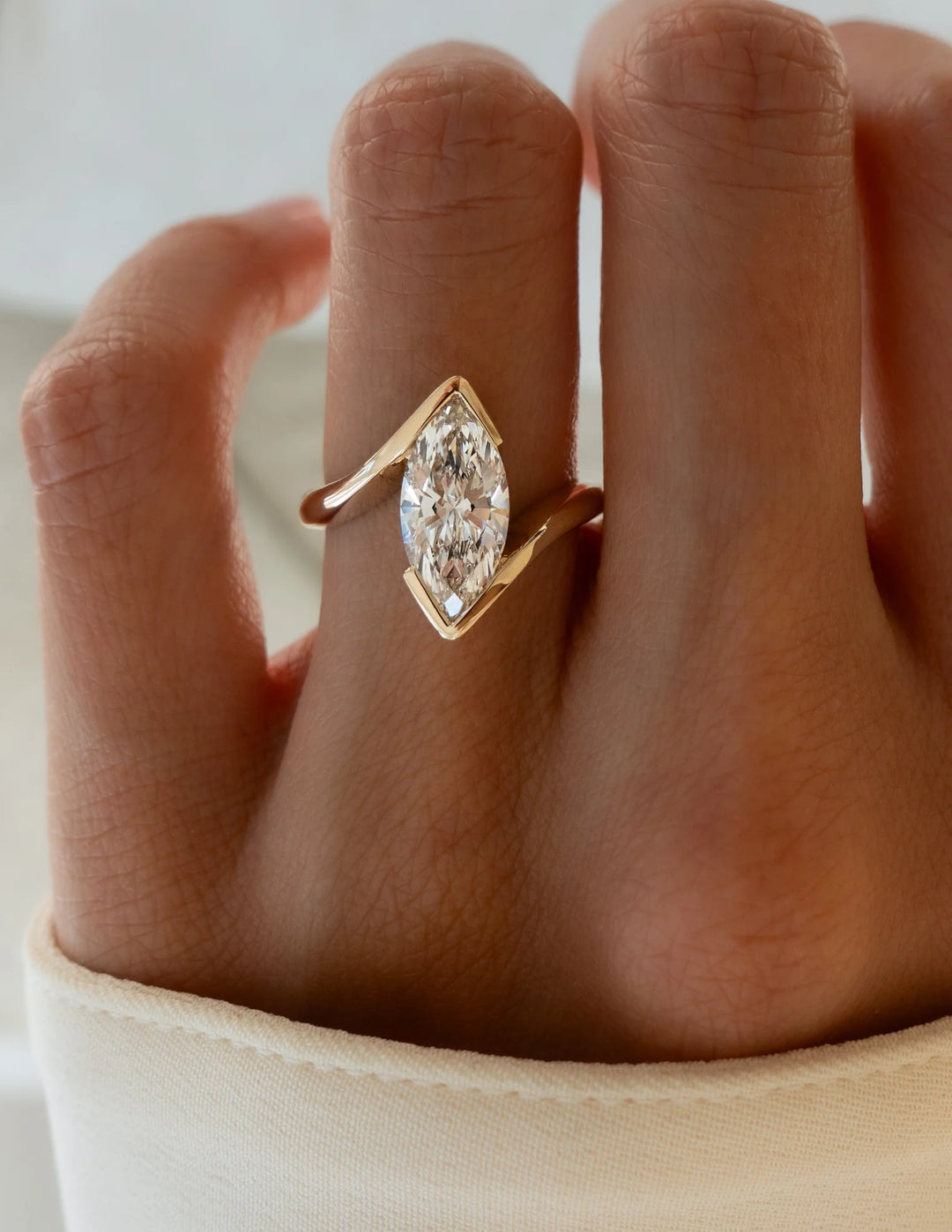 2.50CT Marquise F/VS2 Lab Grown Diamond Bypass Engagement Ring