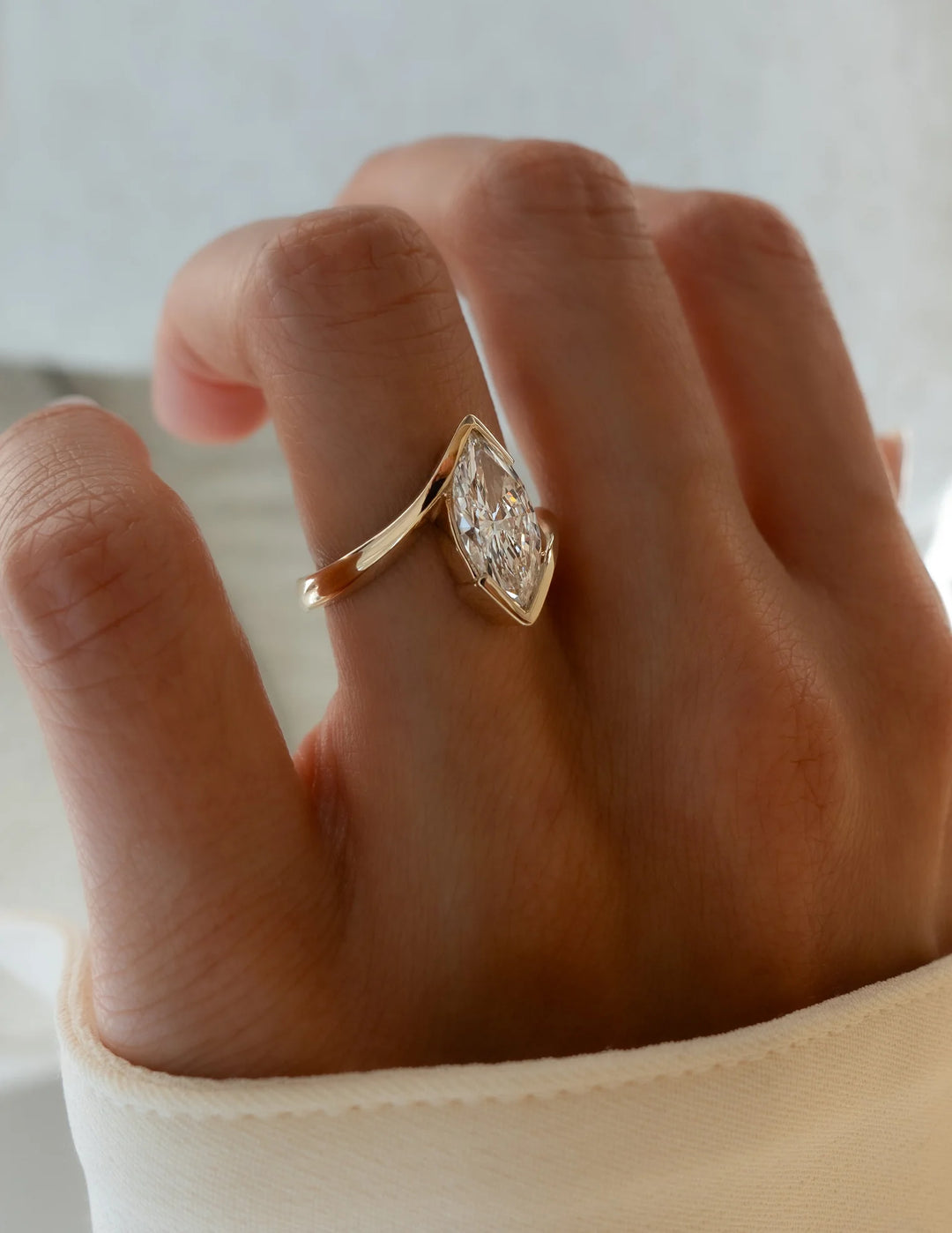 2.50CT Marquise F/VS2 Lab Grown Diamond Bypass Engagement Ring
