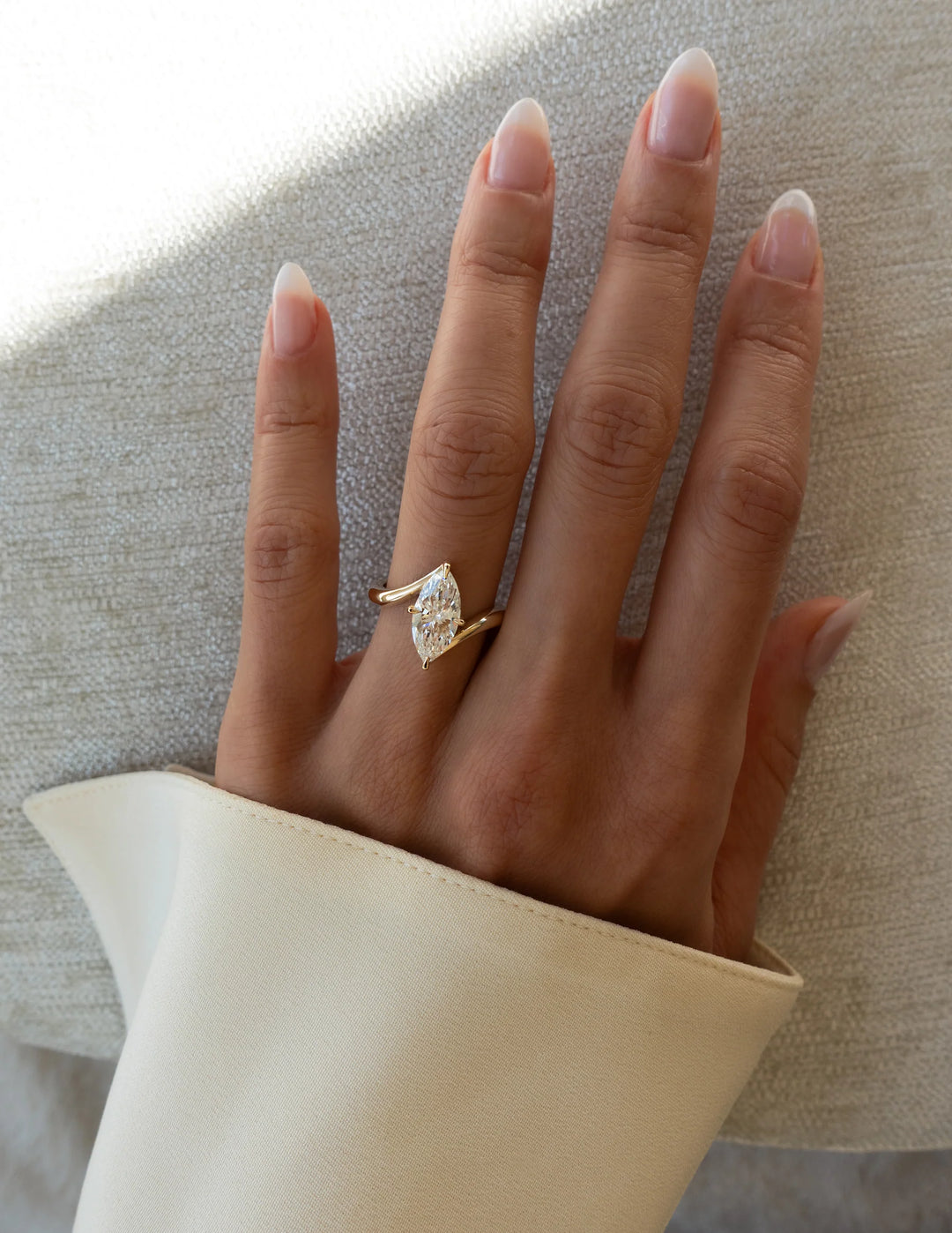 2.0CT-3.0CT Marquise Cut E/VS1 Lab Grown Diamond Bypass Engagement Ring