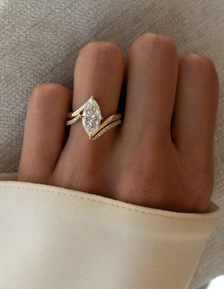 2.0CT-3.0CT Marquise Cut E/VS1 Lab Grown Diamond Bypass Engagement Ring